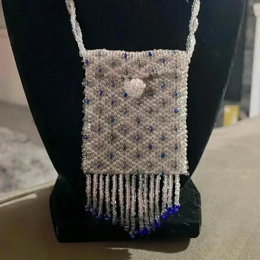 Vintage Native American  glass beaded medicine bag